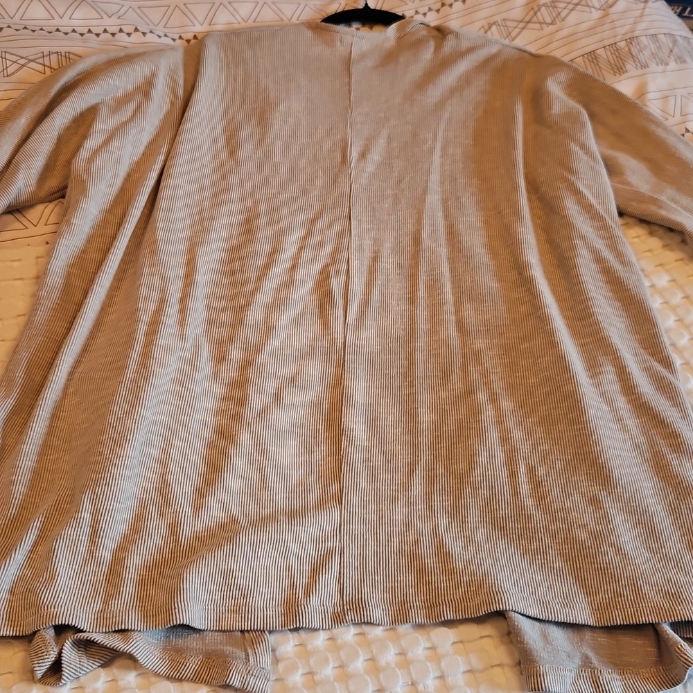 Light Grey Tan Open-Front Ribbed Cardigan - Picture 4 of 5